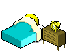 A sleeping emoji waking up to a alarm clock gif